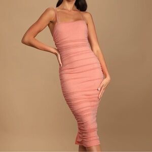 Sparkly Pink Ruched Dress